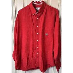 Cinch Mens Lg Red Canvas Long Sleeve Full Button Western Cowboy Shirt